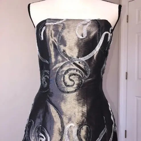 Jessica McClintock Vintage 90’s Pewter Strapless Dress Small or Extra Small