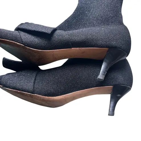 Loeffler Randall LOEFFLER RANDALL Kassidy Knit Kitten Heel Booties Glitter Black Sz 8.5