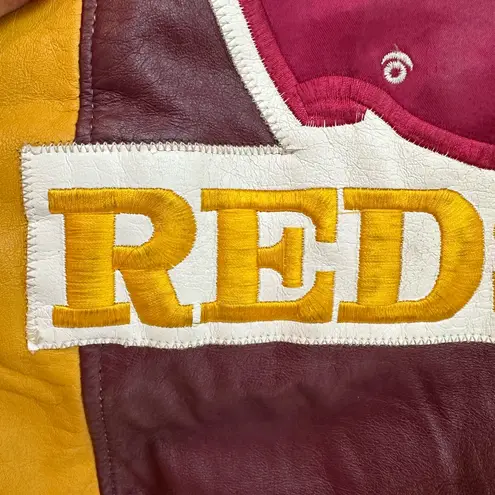 Vintage Retro Washington Redskins Leather Jacket Embroidered 70’s 80’s Size XL Red