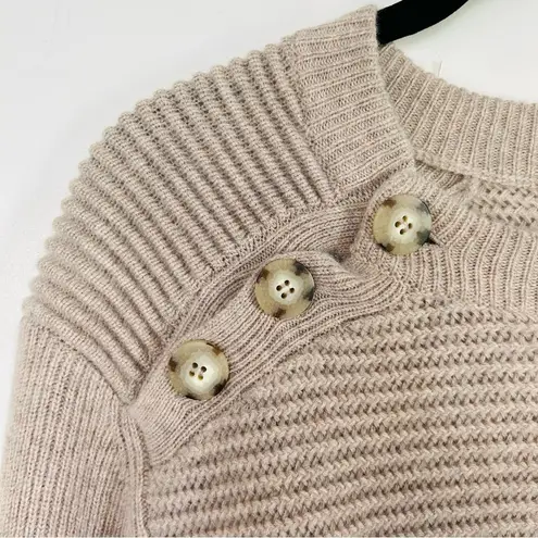 Faherty Mulino Wool Cashmere Button Knit Sweater in Quinoa L