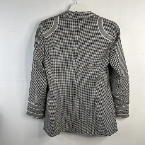 Escada Sz 36 US 6 Blazer Jacket Margaretha Ley Wool Silk Black Check One Button