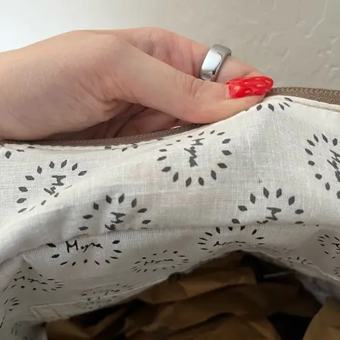 Myra Tessellated Rug Calf Hair Leather Canvas Shoulder Tote Adjustable Strap Bag White