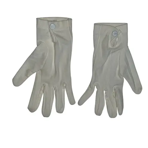 Vintage White Cotton Gloves With Decorative Button Closure 9 Inch Length Womens