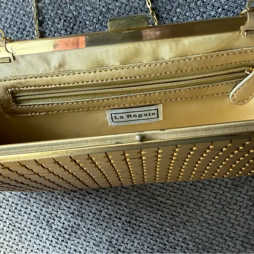 La Regale VTG Gold Metal Mesh Evening Bag Clutch Wedding Guest Retro Glam Disco
