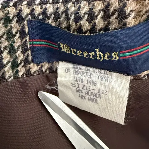 Vintage Classic Houndstooth Alpaca Wool Skirt Size 12 Black