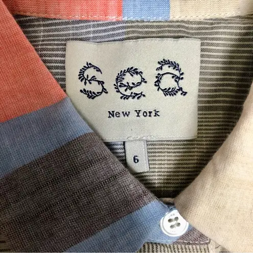 Sea New York Madras Plaid Ruffle Tank Top Cold Shoulder Sleeveless Multicolor 6