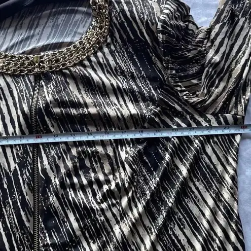 MSK Women’s Gold/Black Sparkle Neck Slinky Western Stretch Top Blouse Size 2XL Black