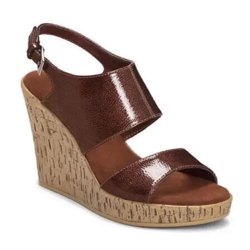 Aerosoles Trade Secret Bronze Wedge Sandal Cork 9