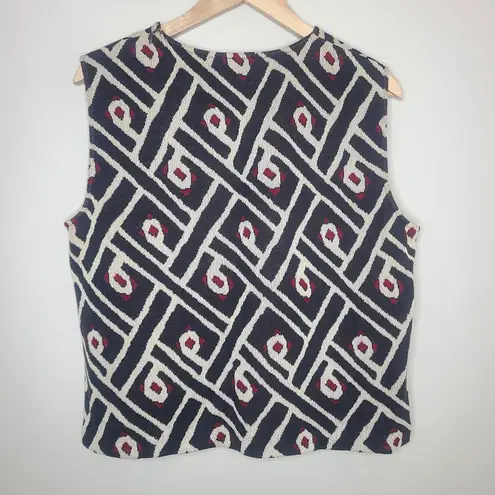 St. John Sleeveless Wool Blend Top Sweater Womens Large Brown White Red Shell