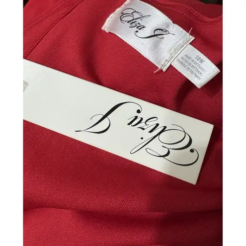 Eliza J NWT Red Ruched Surplice V-Neck Sleeveless Midi Dress Size 18W