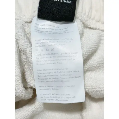 Peloton Women's Sweat Shorts Drawstring Cream Cotton Blend Athletic Large