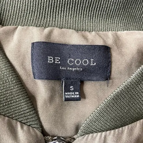 Be cool Women's Lightweight Bomber Jacket Zip Up Olive Green Normcore Sz S