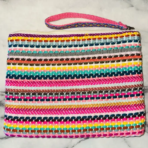 NWOT America & Beyond Hand Embellished Wristlet Bag Wallet Pouch 10x8" Boho Chic