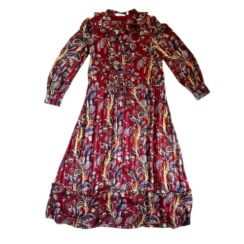 & Other Stories & Other Stories Red Floral Print Midi Dress Lined Tie Waist Size 6 Boho Cottage