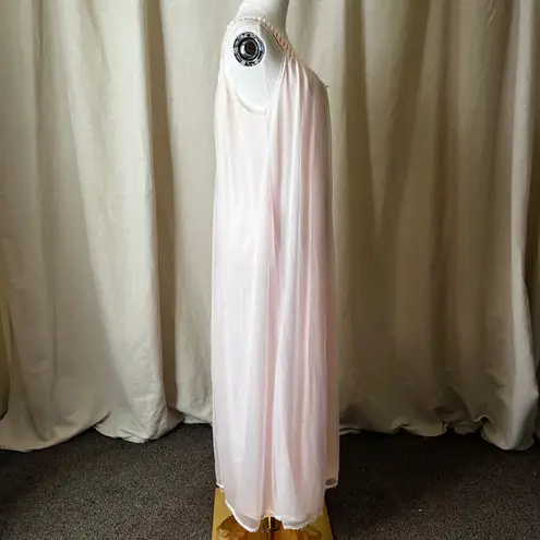 Vintage 70s Tosca Lingerie Blush Pink Lace Nylon Peignoir Gown Small Slip Dress