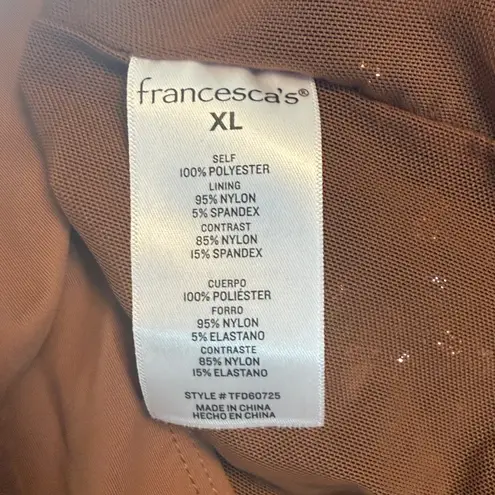 Francesca's Bodysuit Bronze Sequin Sleeveless Round Neck Party XL NWT Brown