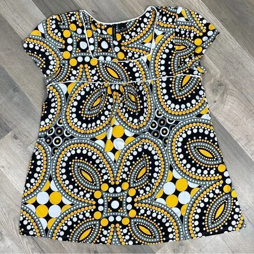 New Directions Mandala Print Shirt Yellow Black Gray XL Yellow