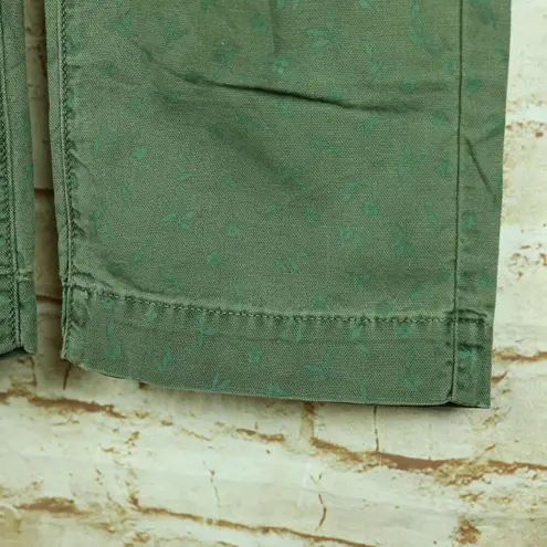 The Great Gunny Sack Pant Women 0 Green Floral Crop Trouser Paperbag Button Fly