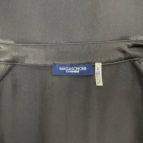 Magaschoni Cashmere Silk Long Sleeve Cardigan Dark Green Size XS