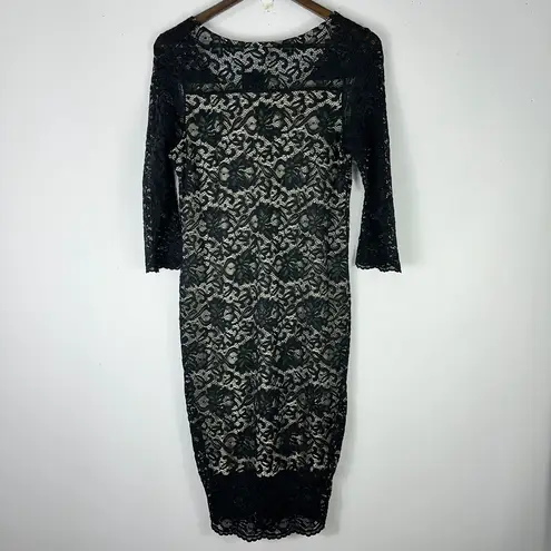 Hello Miz Dress Women L Lace Overlay Black Lined Bodycon Goth Romantic Formal Size L