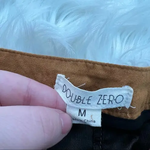 Double Zero  Suede Button Mini Skirt Tan