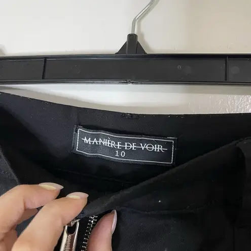 Maniere De Voir black cargo zippered tapered goth punk pants size UK 10 US 8