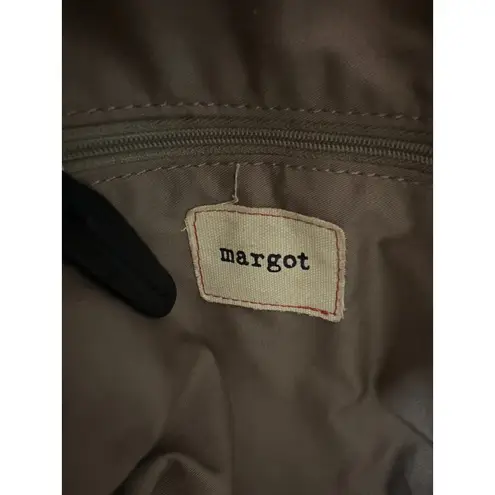 Margot Black Pebbled Leather Foldover Fold Over Shoulder Bag Siver Hardware