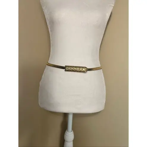Vintage Gold Tone Snake Wheat Stretch Dress Belt Gold