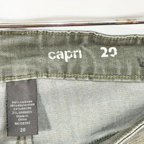 Avenue Plus Size 20 Capri Jeans Sage Green Stretch Denim Faded Wash Pants 744