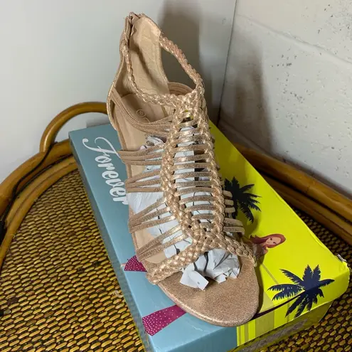 Forever 21 Forever Rose Gold Strappy Wedge Sandals