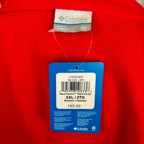 Columbia  Mount Cannon Full Zip Fleece Sweater Jacket Mock Neck Red Lily Size XXL thumbnail 7