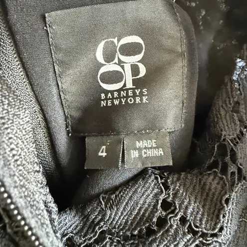 barney's new york sz 4 black lace cocktail luxury dress