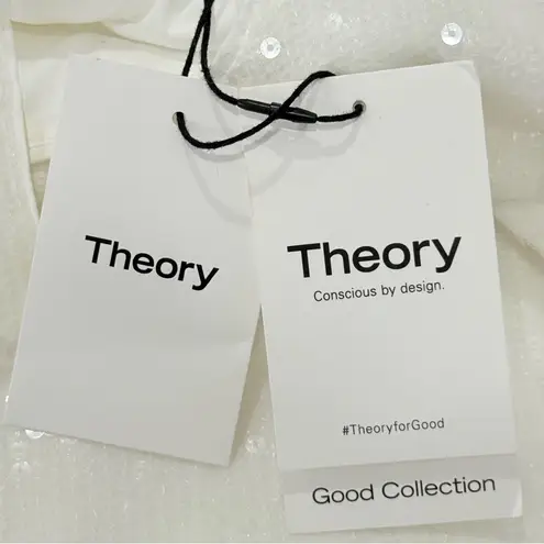Theory  Sequin T-Shirt Mini Dress Oversized White Small Chic Holiday Bridal Party