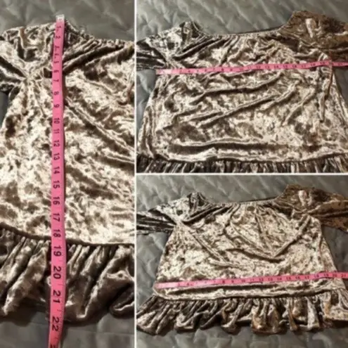 Neiman Marcus Sanctuary Crushed Off Shoulder Velvet Top Julia Ruffle Mink M NWT - Image 11