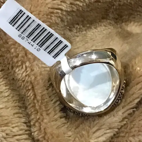 MICHAEL DAWKINS Starry Night Sterling Silver Mother of Pearl Doublet Ring 6