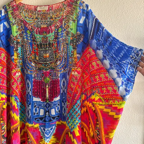 Camilla Silk Freedom Of Play Short Kaftan Multicolor Embellished