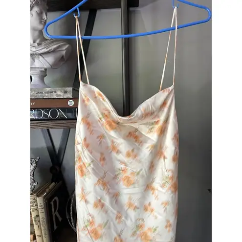 Holzweiler Eila Satin Floral Maxi Slip Dress Yellow Womens Size Medium