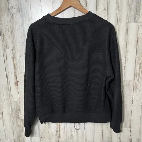 Varley Arleta Black Ribbed Sweatshirt Pullover Cinchable Drawstring Womens Small - Image 5