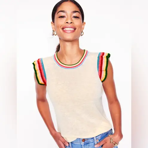 BODEN Josie Frilled Linen Tank S 100%LINEN White