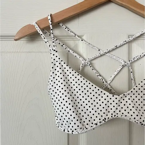 frankie's bikinis Frankies bikini white Polk a dot crossed back bikini top