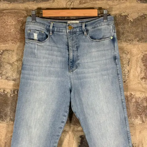 Frame Le Sylvie Crop Jeans Light Wash Raw Hem Size 30