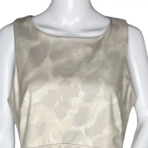 Garnet Hill Dress Womens Medium Gray Cream Fit & Flare Office Neutral Minimalist