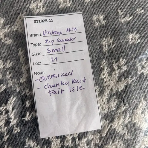 Jones Wear Vintage Fair Isle Snowflakes Sweater Gray Small