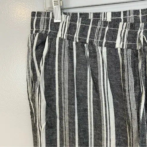 Briggs New York NWT Briggs Grey/White Linen Blend Striped Drawstring Waist Pants Size XL
