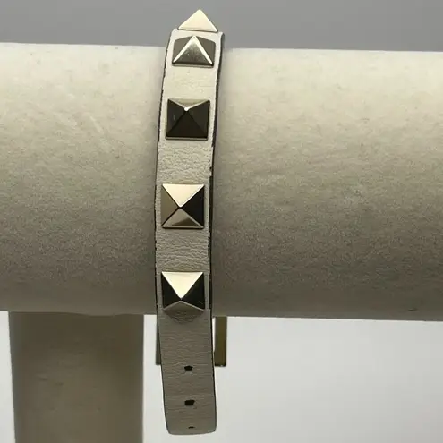 Valentino Garavani Rockstud Calfskin Leather Bracelet - Light Ivory - Preowned