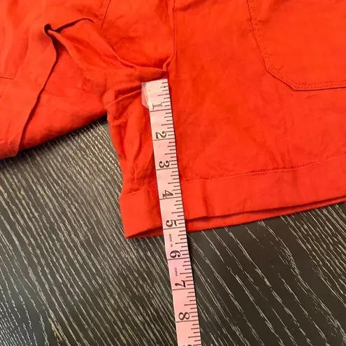 INC Linen Blend High Rise Bermuda Shorts with Tie-Belt, Orange, XS