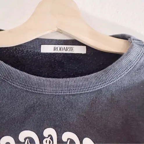 Rodarte Tie Dye Mushroom Print Radarte Crop Sweatshirt Cotton Pullover Black Size XS