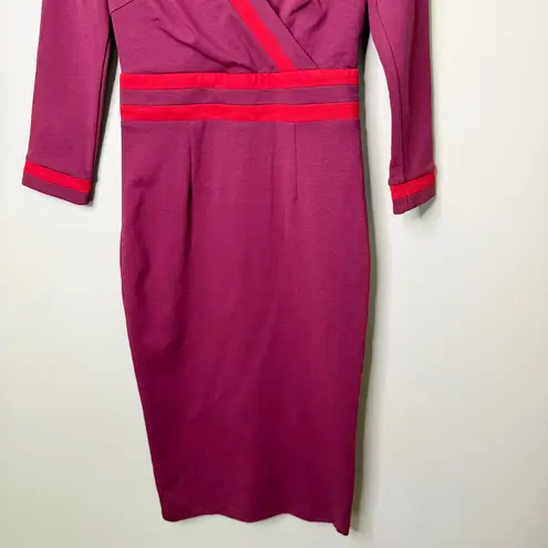 Boden USA Boden Nellie Ponte Knee Length Surplice Dress Mulled Wine Red Women’s Size 4