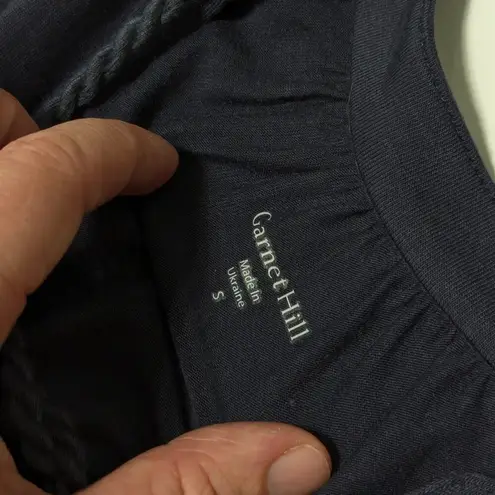 Garnet Hill Poet Knit Dress Tassel Boho Navy Blue Womens Small Cottagecore Plain