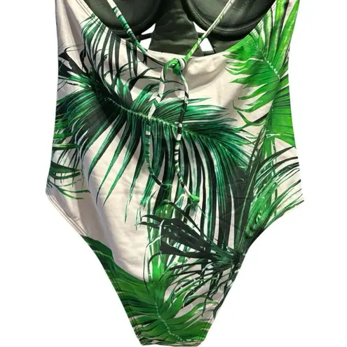 Tube Halter Tropical Green Swimsuit Size Large